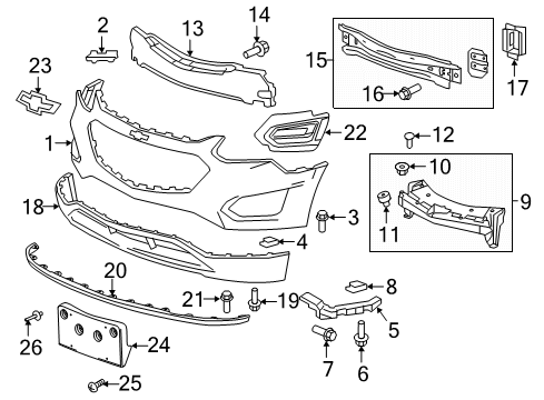 2016 Chevrolet Equinox Front Bumper Bumper Cover Diagram for 23413531