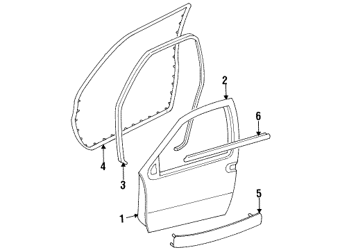 1995 Mercury Villager Door & Components, Exterior Trim Weatherstrip On Body Diagram for F3XY12207A14A