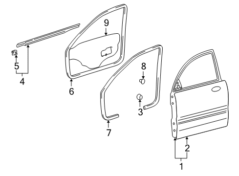 2001 Hyundai Sonata Front Door Weatherstrip Assembly-Front Door Side LH Diagram for 82130-38000