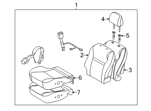 2009 Pontiac Vibe Front Seat Components Seat Back Pad Diagram for 19184961