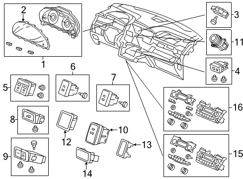2016 Honda Odyssey Switches Switch Assembly, Hazard Diagram for 35510-TK8-A01