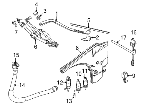 2006 BMW 325i Wiper & Washer Components Windshield Wiper Arm Right Diagram for 61617171641