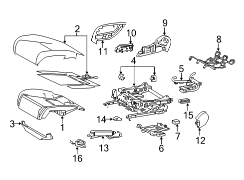 2019 Lexus LS500 Passenger Seat Components Pad, Front Seat Cushion Diagram for 71511-50400