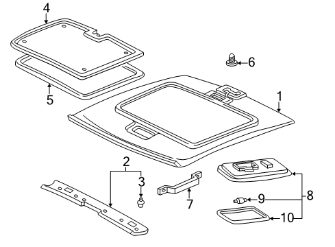 1998 Toyota RAV4 Interior Trim - Roof Lift Gate Trim Retainer Diagram for 90467-10016-B5