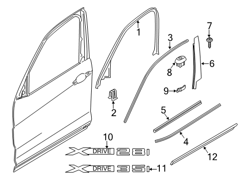 2016 BMW X4 Exterior Trim - Front Door Cover, Window Frame, Door Front Left Diagram for 51337335483