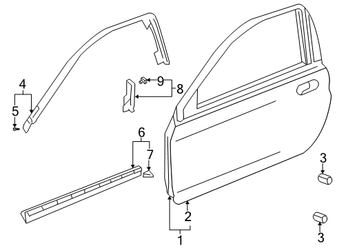2003 Honda Insight Door & Components Sub-Seal, R. FR. Door Diagram for 72325-S3Y-003
