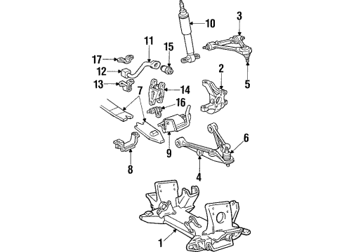 1985 Chevrolet Corvette Front Suspension Components, Lower Control Arm, Upper Control Arm, Stabilizer Bar B/Stud Asm-Steering Knuckle Upper Control Arm Diagram for 9769596