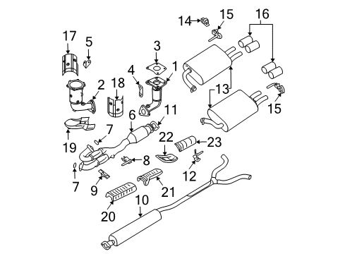 2008 Nissan Maxima Exhaust Components Three Way Catalytic Converter Diagram for 208A2-7Y10A