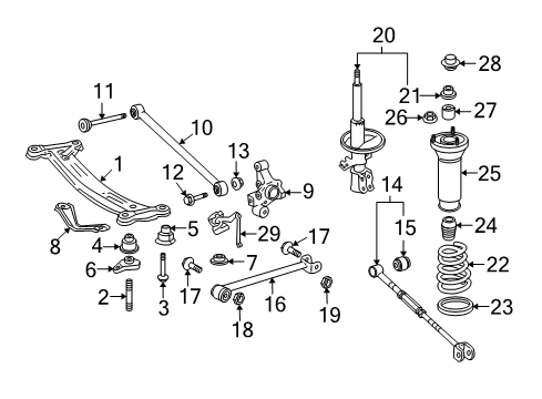 2008 Toyota Avalon Rear Suspension Components, Stabilizer Bar STOPPER Sub-Assembly, Rear Diagram for 52203-06010