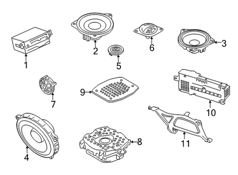 2022 BMW M850i xDrive Gran Coupe Sound System CENTRAL WOOFER TRIM Diagram for 65132622474