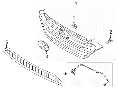 2021 Hyundai Tucson Grille & Components Camera Assembly-FR Blind Diagram for 95780-D3100
