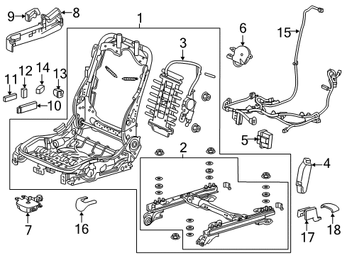 2015 Acura MDX Power Seats Frame, Right Front Seat Diagram for 81126-TZ5-A61