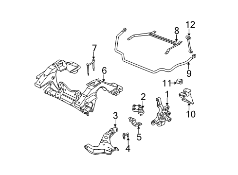 2004 Nissan Pathfinder Front Suspension Components, Lower Control Arm, Stabilizer Bar Joint Assembly-Ball, Lower Diagram for 40160-0W000