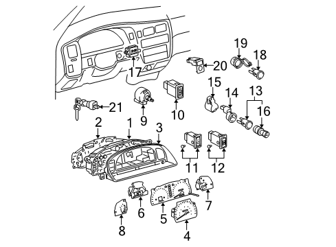 2000 Toyota Tacoma Switches Headlamp Switch Diagram for 84140-04050
