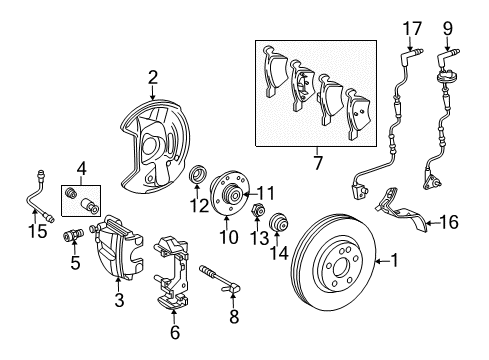 2005 Chrysler Crossfire Front Brakes Cover-Wheel Bearing Diagram for 5101732AA