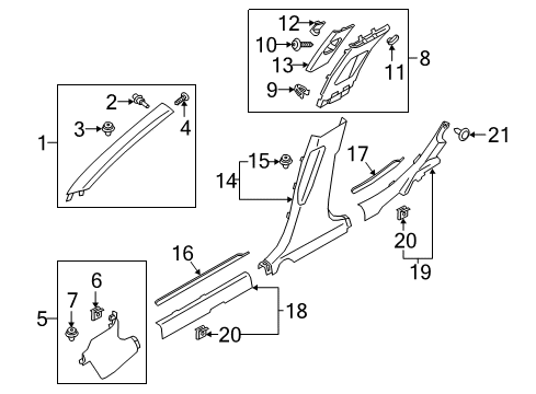 2021 Kia Stinger Interior Trim - Pillars Trim Assembly-COWL Side Diagram for 85824J5000WK