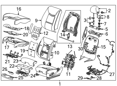 2019 Cadillac XTS Driver Seat Components Cushion Cover Diagram for 84406581