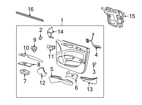 2010 Buick Lucerne Interior Trim - Front Door Armrest Asm-Front Side Door *Shale Diagram for 15897186