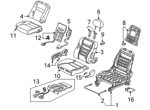 2004 Acura TSX Front Seat Components Pad, Right Front Seat Cushion Diagram for 81137-SEA-J01