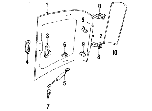 1996 Isuzu Rodeo Lift Gate Hinge, L. Tonneau Cover Diagram for 8-94318-649-1