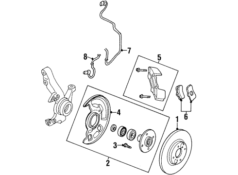 1998 Chrysler Sebring Front Brakes Front Disc Brake Pad Kit Diagram for MR389537