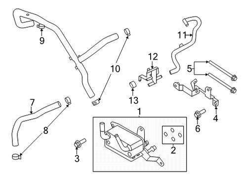 2021 Ford Bronco Oil Cooler Transmission Cooler O-Ring Diagram for JB3Z-7J227-A