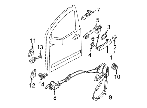 2007 Nissan Xterra Front Door Switch Assy-Power Window, Main Diagram for 25401-EA003