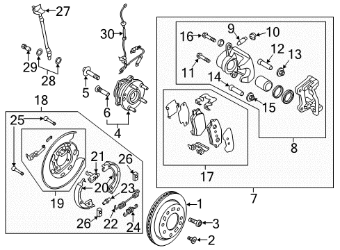 2016 Hyundai Tucson Rear Brakes Rear Brake Caliper Kit, Left Diagram for 58310D3A00
