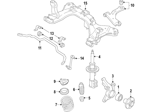 2018 Ford Fiesta Front Suspension Components, Lower Control Arm, Stabilizer Bar Strut Diagram for C1BZ-18124-F