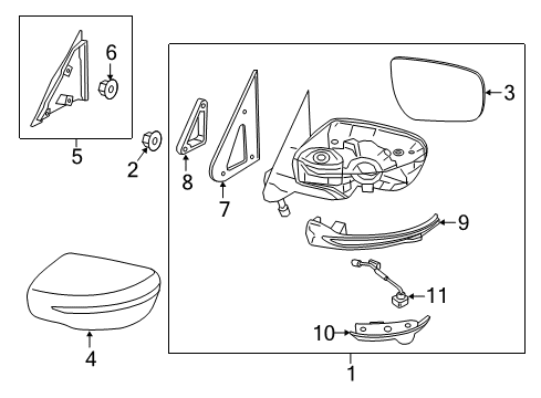 2017 Nissan Juke Outside Mirrors Cover-Front LH Corner Diagram for 80293-1KA0A