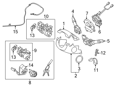 2016 Kia Rio Shroud, Switches & Levers Ignition Lock Cylinder Diagram for 819001WJ00