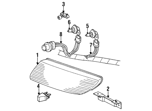 1996 Saturn SC1 Headlamps Adjuster, Headlamp Diagram for 16512124