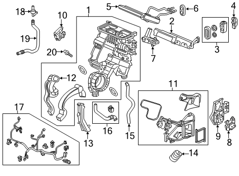 2020 Honda Passport A/C & Heater Control Units Control Assembly (Deep Black) Diagram for 79600-TGS-A41ZA