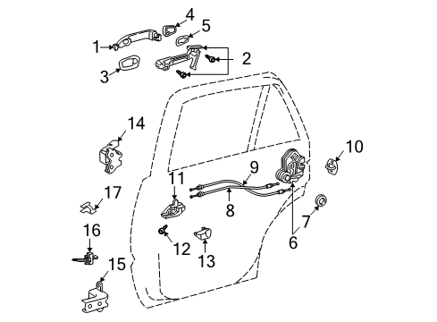 2008 Lexus RX350 Rear Door Cable Assy, Rear Door Lock Remote Control Diagram for 69730-0E010