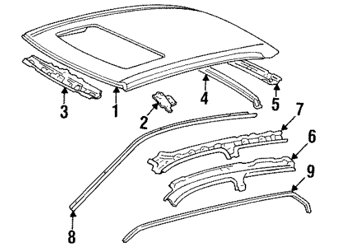 1996 Toyota Avalon Roof & Components Reinforcement Diagram for 63144-07010