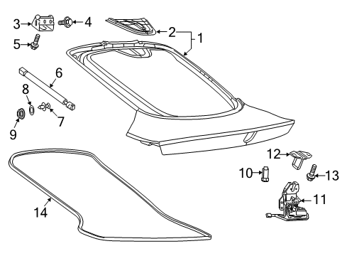 2017 Dodge Viper Lift Gate Liftgate Prop Diagram for 68252748AB