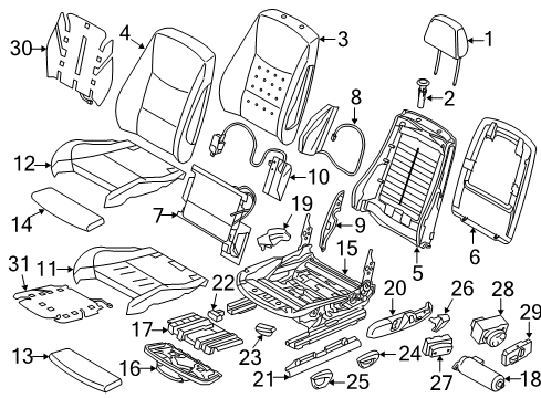 2019 BMW 330i xDrive Power Seats Seat Adjustment Switch, Right Diagram for 61319390110