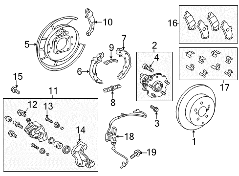 2014 Toyota Prius V Rear Brakes ABS Sensor Wire Diagram for 89516-47090