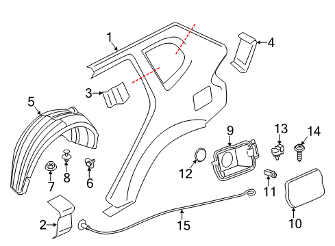 2016 BMW X4 Quarter Panel & Components Filler Flap Emergency Actuator Pull Strap Diagram for 51177373497