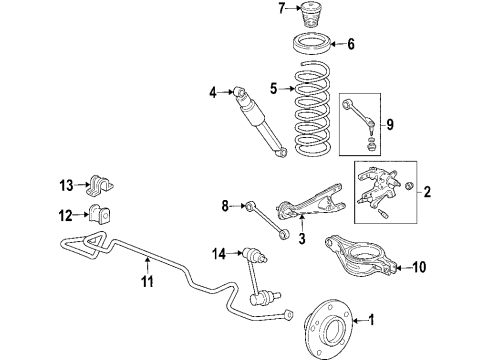 2012 Kia Sedona Rear Suspension Components, Lower Control Arm, Upper Control Arm, Stabilizer Bar Bracket-Stabilizer, RH Diagram for 55536-4D000