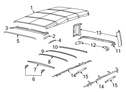 2020 Jeep Gladiator Removable Soft Top Header Diagram for 68466050AA