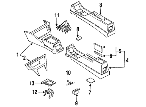 1990 Nissan Sentra Center Console Boot Console Diagram for 96935-50A00