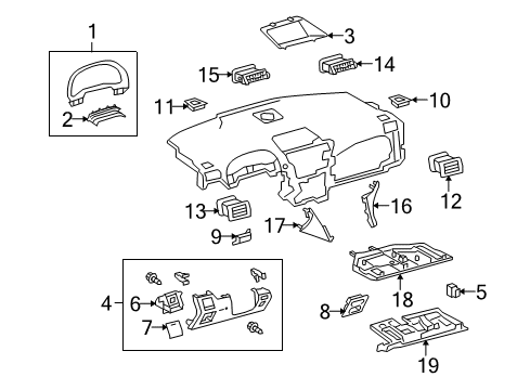 2015 Lexus RX350 Cluster & Switches, Head-Up Display Components, Instrument Panel Instrument Panel Cup Holder Diagram for 55620-0E030-C0