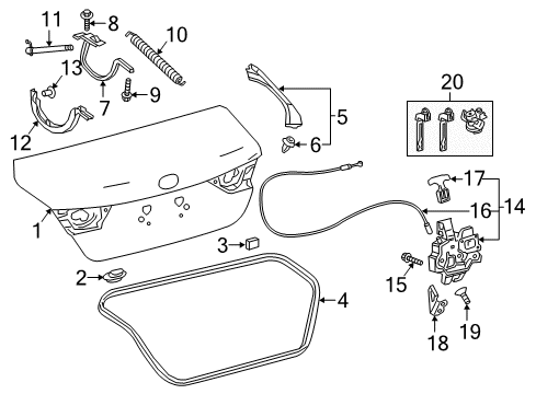 2021 Toyota Camry Trunk Trunk Lid Bumper Diagram for 64459-06040