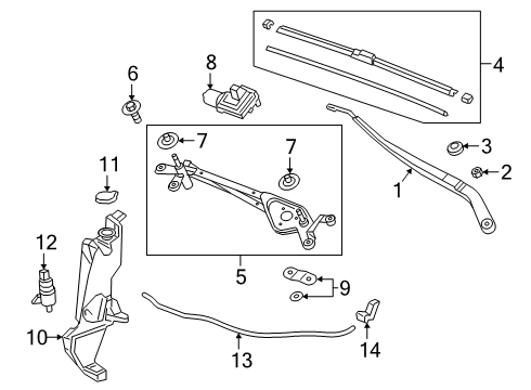 2019 Acura RDX Wiper & Washer Components Link Complete , Front Wiper Diagram for 76530-TJB-A01