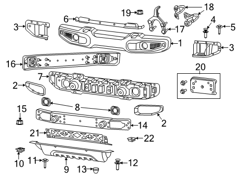 2020 Jeep Gladiator Front Bumper Push Pin Diagram for 6503598
