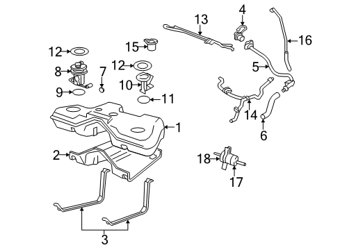 2005 Mercury Montego Fuel Supply Fuel Pump Diagram for 6G1Z-9H307-A