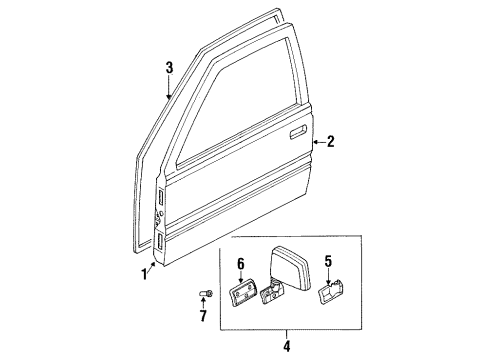 1991 Isuzu Amigo Door & Components, Outside Mirrors Door Asm(RH) Diagram for 8-97364-846-0