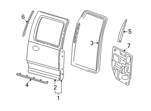 2006 Dodge Ram 1500 Rear Door Door-Rear Diagram for 5183437AB