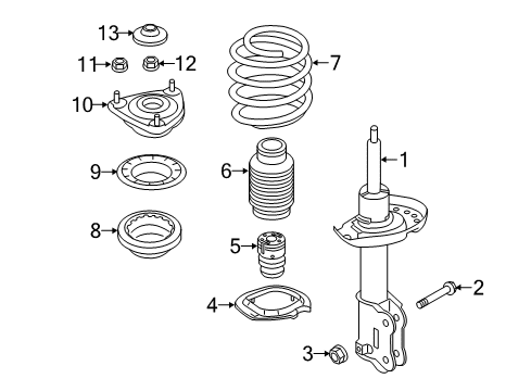 2017 Kia Niro Struts & Components - Front Flange Nut-Self Lock Diagram for 54559A5000